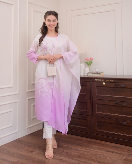 Beautiful Heavy Pure Moti Handwork Muslin Silk Suit Set