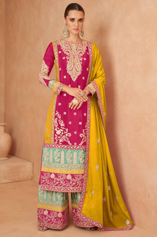 Beautiful Patywear Designer Embroidery Work Salwar Palazzo Suit