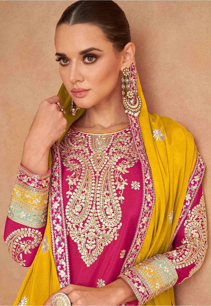 Beautiful Patywear Designer Embroidery Work Salwar Palazzo Suit