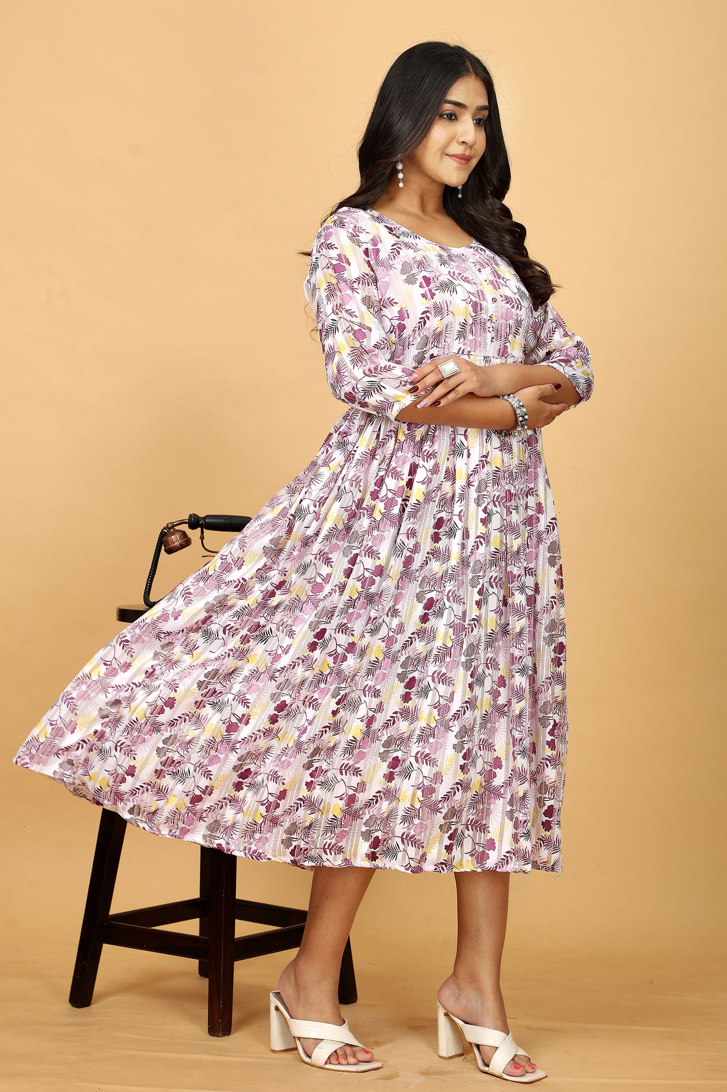 Floral Printed One Piece Gown Kurta