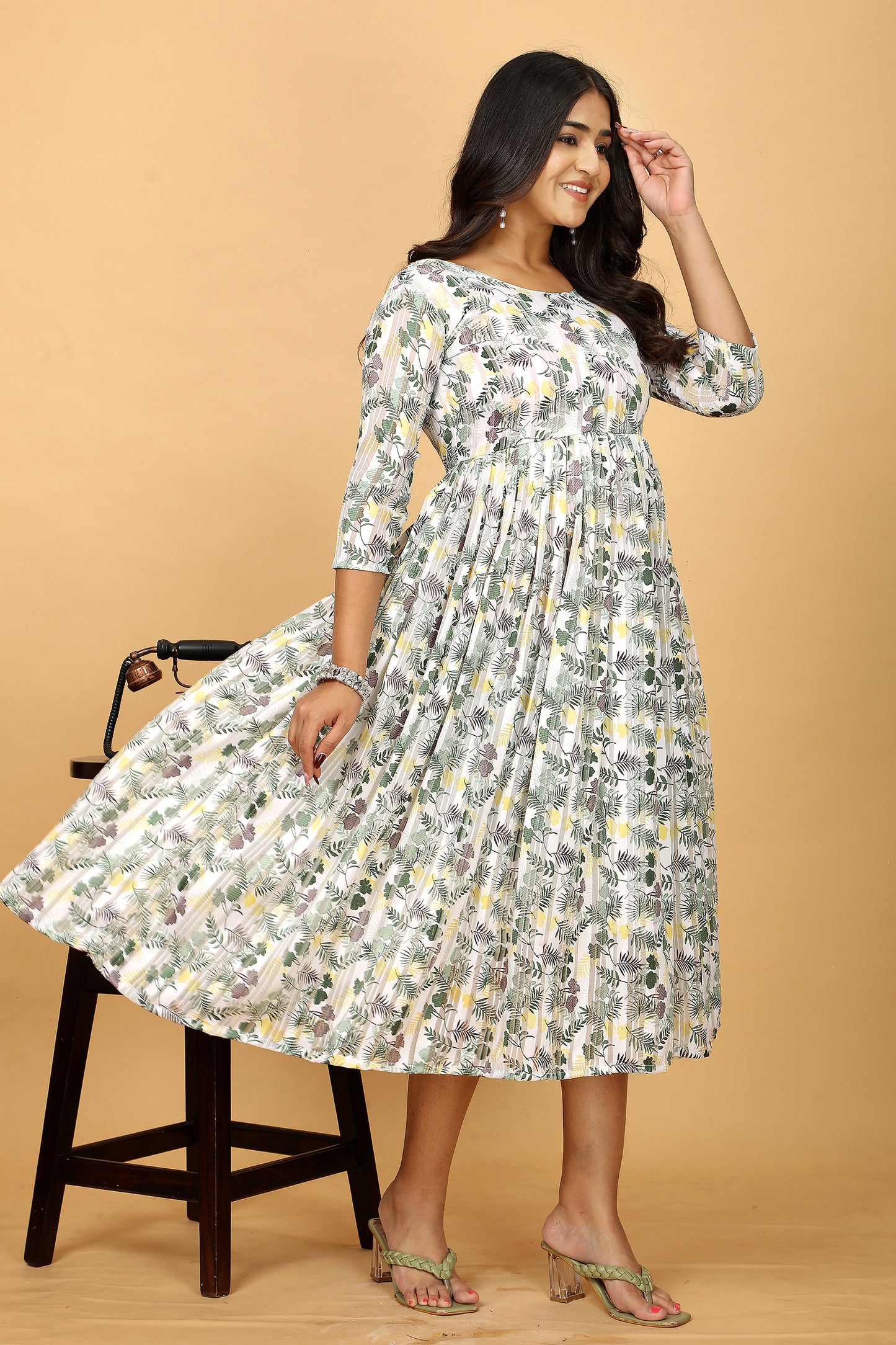 Floral Printed One Piece Gown Kurta