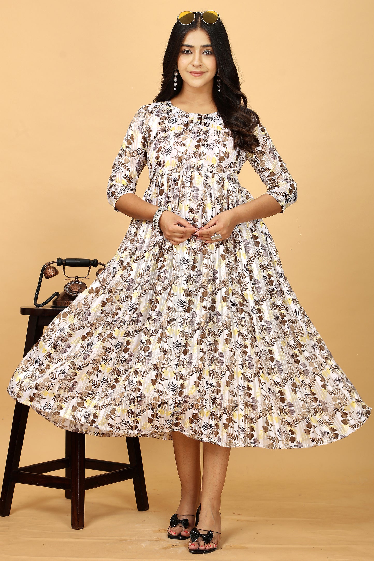 Floral Printed One Piece Gown Kurta