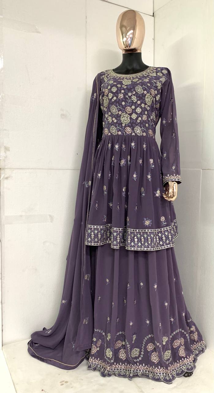 Indian Readymade Partywear Purpal Coluer Salwar Lehenga Suit