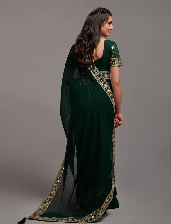 Embroidered Border Saree with Blouse Piece